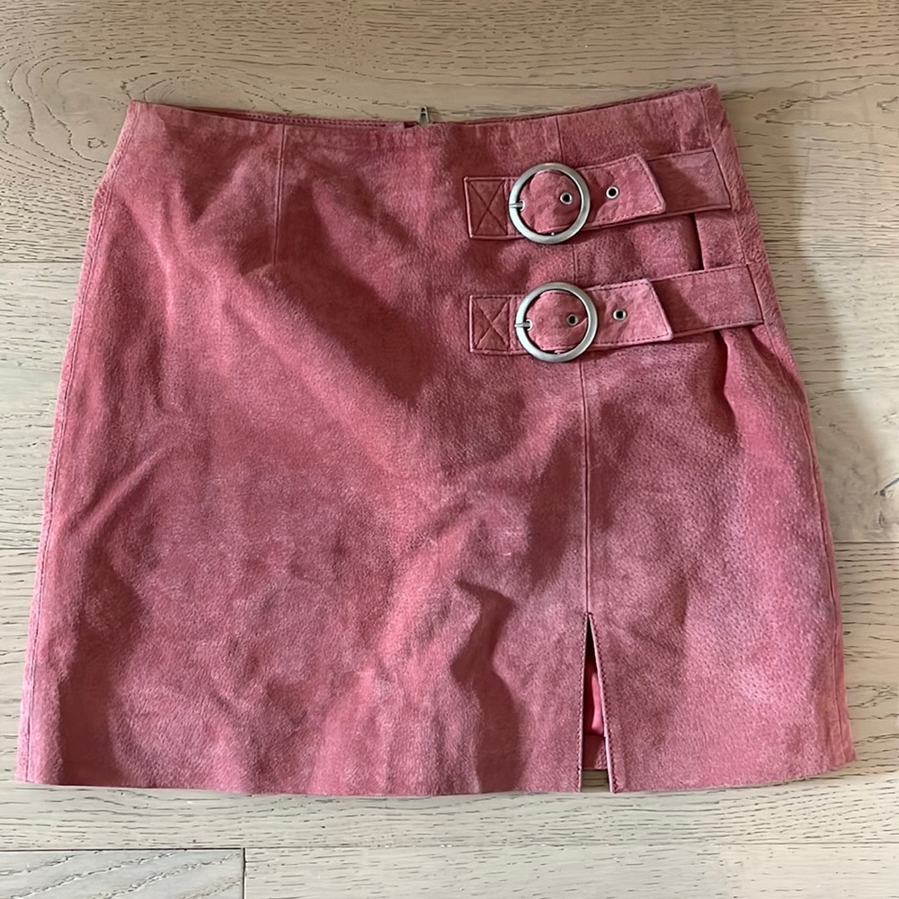 Pink suede skirt